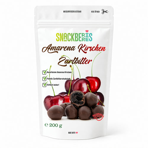 Amarena Kirschen in Zartbitterschokolade – Verpackung