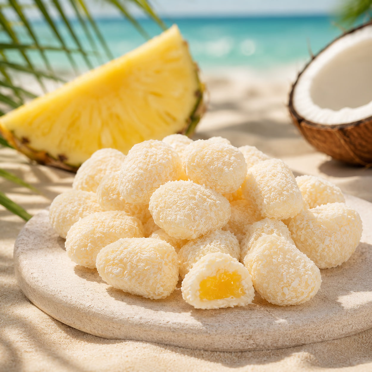Ananasstücke in weißer Schokolade Pina Colada von Snackberries – getrocknete Ananas mit weißer Schokolade, Produktansicht 5