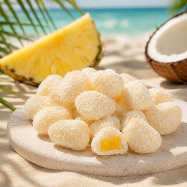 Translation missing: de.Ananasstücke in weißer Schokolade Pina Colada von Snackberries – getrocknete Ananas mit weißer Schokolade, Produktansicht 5