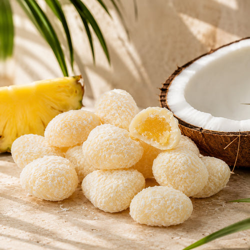 Ananasstücke in weißer Schokolade Pina Colada von Snackberries – getrocknete Ananas mit weißer Schokolade, Produktansicht 6