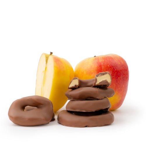 Apfelringe in Vollmilchschokolade von Snackberries – getrocknete Apfelringe mit Vollmilchschokolade