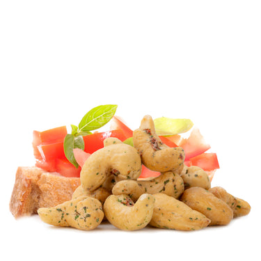 Translation missing: de.Cashewkerne Bruschetta von Snackberries – geröstete Cashewkerne mit Bruschetta-Gewürzmischung