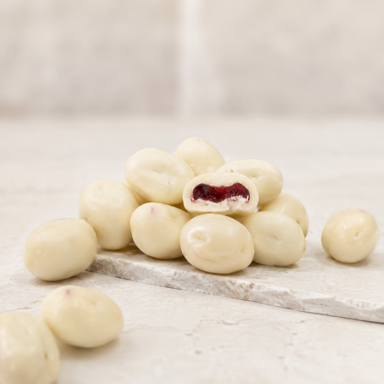 Cranberries in weißer Schokolade