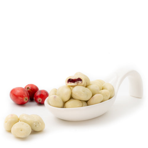 Cranberries in weißer Schokolade von Snackberries – getrocknete Cranberries mit weißer Schokolade