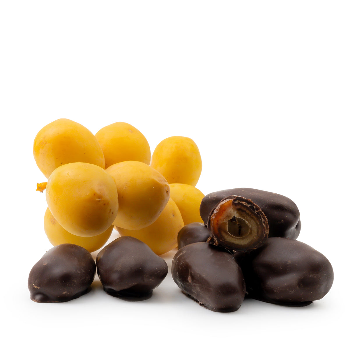 Datteln in Zartbitterschokolade von Snackberries – getrocknete Datteln mit Zartbitterschokolade