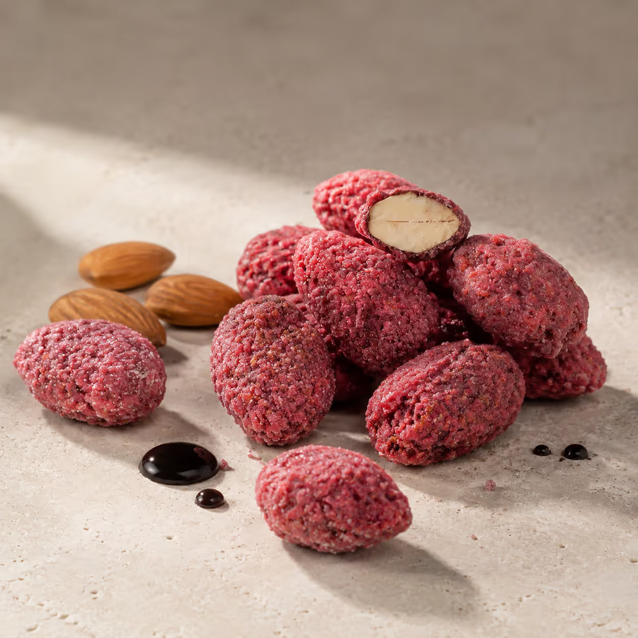 Gebrannte Mandelkerne Himbeere-Balsamico