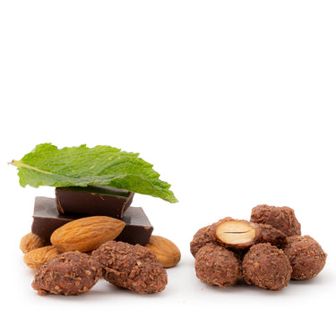 Translation missing: de.Gebrannte Mandelkerne Schoko-Minze von Snackberries – karamellisierte Mandeln mit Schoko-Minz-Note