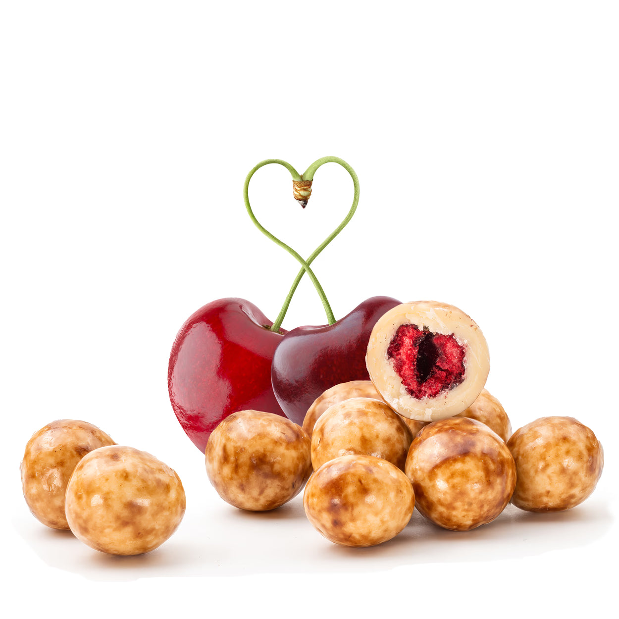 Gefriergetrocknete Süßkirschen in weißer Schokolade von Snackberries – Kirschen mit weißer Schokolade