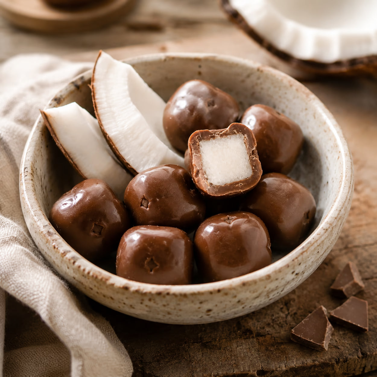 Kokosnuss in Vollmilchschokolade