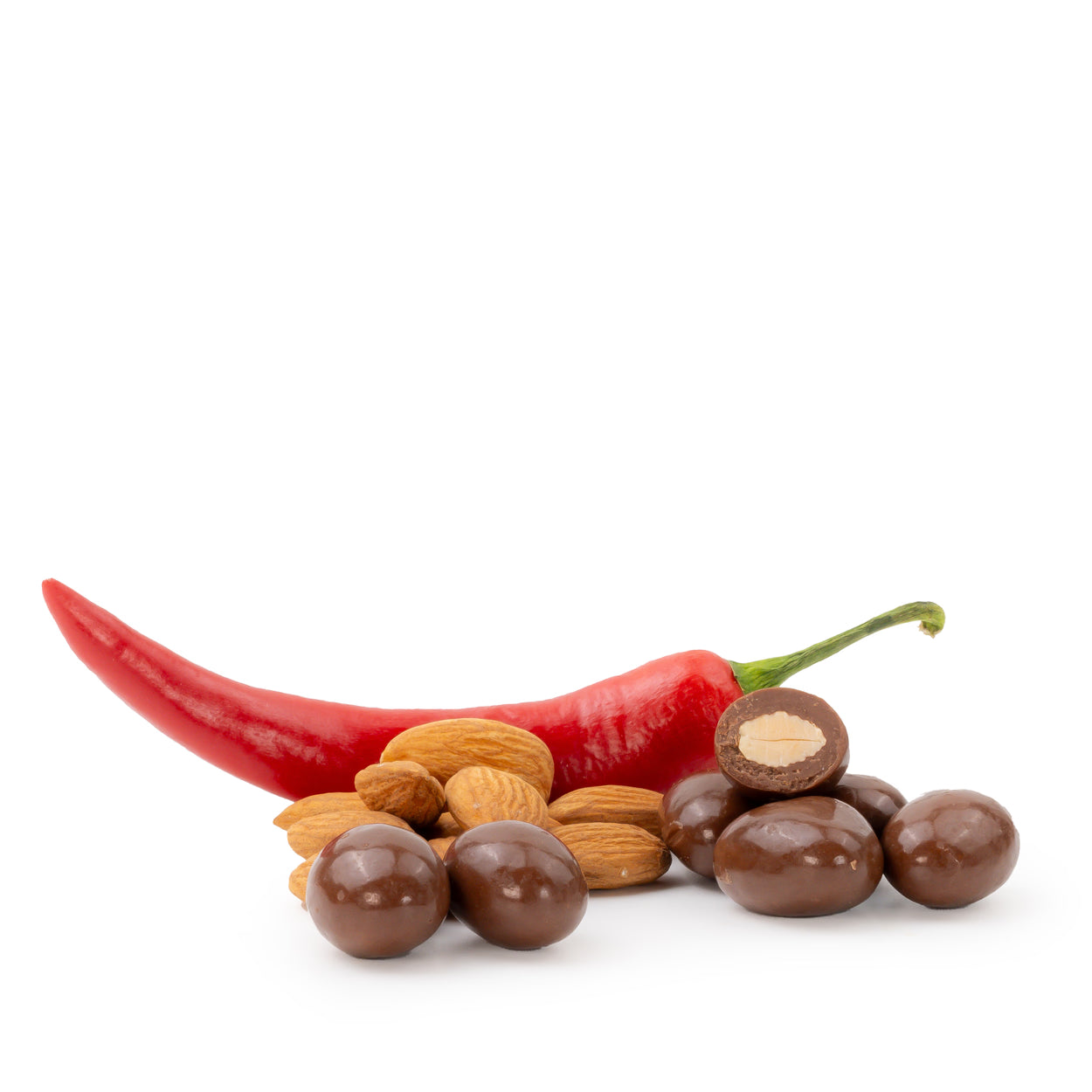 Mandelkerne in Vollmilchschokolade Chili von Snackberries – Mandeln mit Vollmilchschokolade und Chili