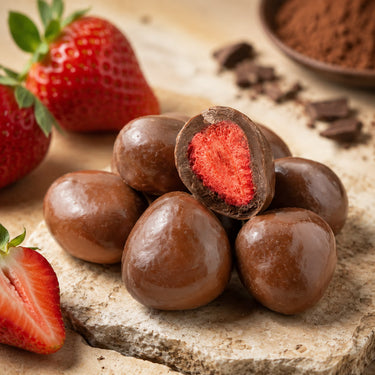 Translation missing: de.Gefriergetrocknete Erdbeeren in Vollmilchschokolade