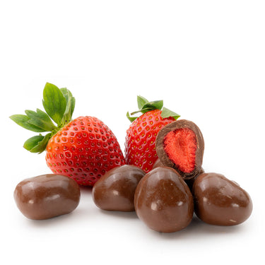 Translation missing: de.Gefriergetrocknete Erdbeeren in Vollmilchschokolade von Snackberries – Erdbeeren mit Vollmilchschokolade