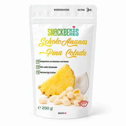 Ananasstücke in weißer Schokolade Pina Colada – Verpackung