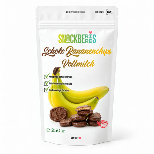 Bananenchips in Vollmilchschokolade – Verpackung
