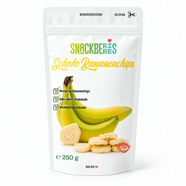 Translation missing: de.Bananenchips in weißer Schokolade – Verpackung