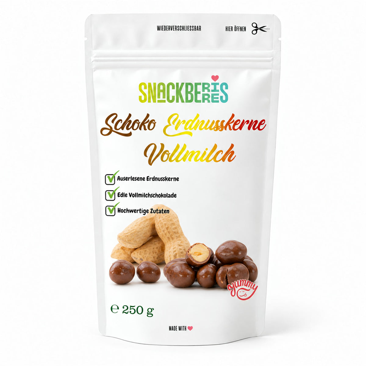 Erdnusskerne in Vollmilchschokolade – Verpackung