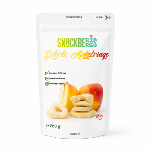 Apfelringe in weißer Schokolade